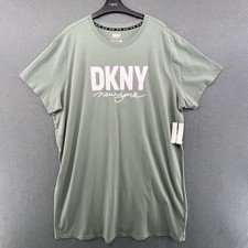 DKNY Sport T Shirt Dress Green Logo 1X Plus Size NWT Casual Lounge Womens 20-22