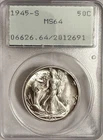 1945 S Walking Liberty Half Dollar PCGS ORH MS64 **READ DESCRIPTION**