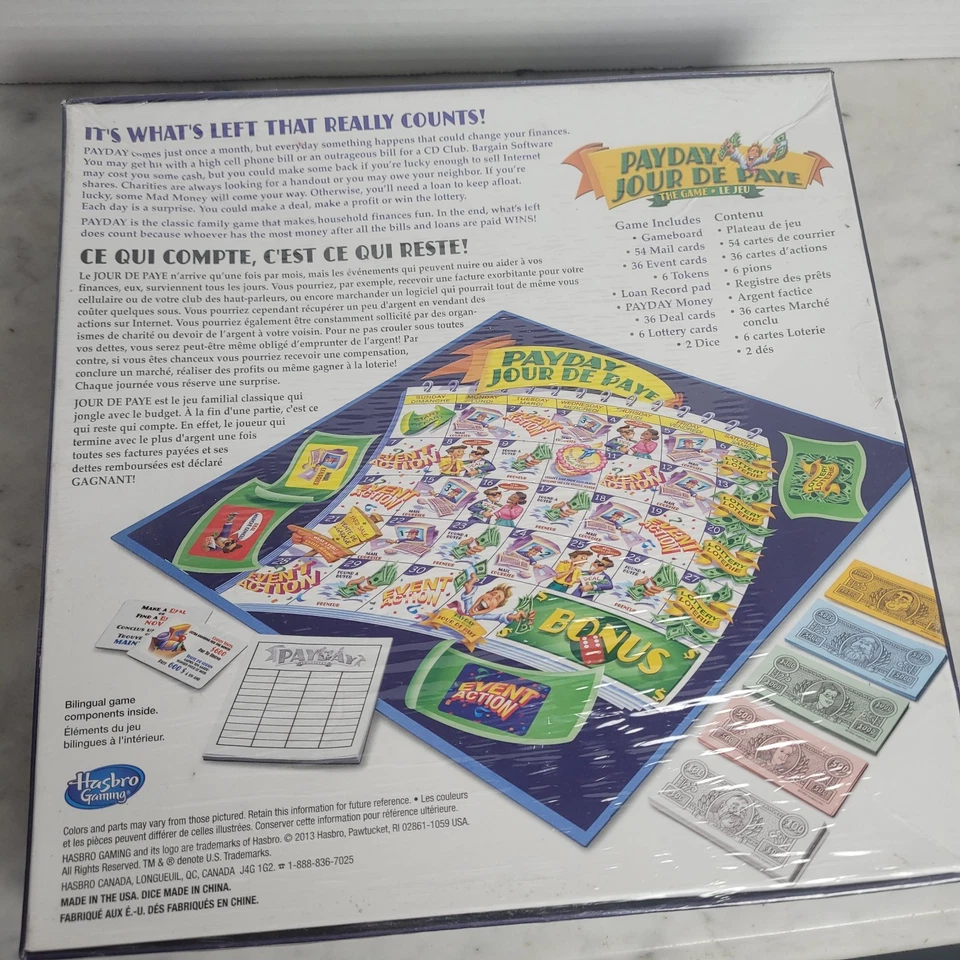 Juego de mesa familiar PAYDAY nuevo y sellado Hasbro Parker Brothers aprox. 2000 Foto 3 de 3