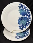 Lot 2 FIESTAWARE FIESTA WHITE COASTAL 9” LUNCHEON PLATES BLUE SHELLS & STARFISH