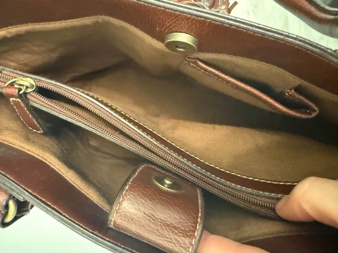 Croft & Barrow Rare Brown Faux Leather Trim Womens  Bag image 4