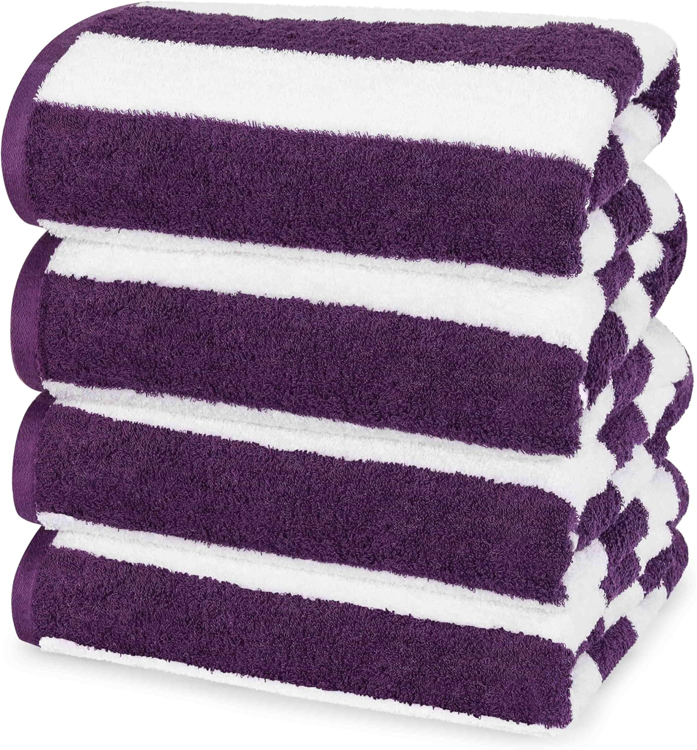 4 Pack Oversized Cabana Stripe Beach Towels - 30x60 Inch 100% Ring Spun Cotton