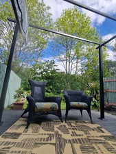 Wicker King & Queen Chairs x 2 Vintage Mid Century
