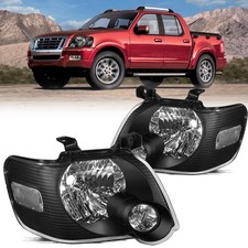 Headlight Assembly for 2006-2010 Explorer OE Style Black Housing Clear Reflector
