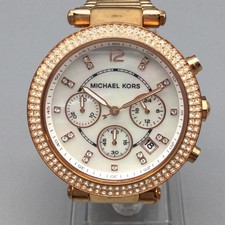 Michael Kors Womens Watch 39mm Rose Gold Tone Chronograph MK-5491 New Battery 6"