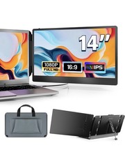 domyfan 14" Laptop Monitor Extender, FHD 1080P IPS Dual Laptop Screen Extender