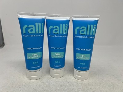 Lot of 3 Ralli Menthol Rapid Pain Relief Gel Muscle Aches Joint Pain Arthritis