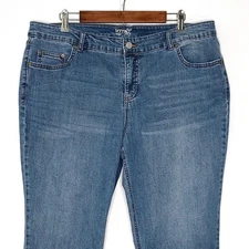 Terra & Sky womens Core Straight jeans 18W Petite stretch blue medium light wash