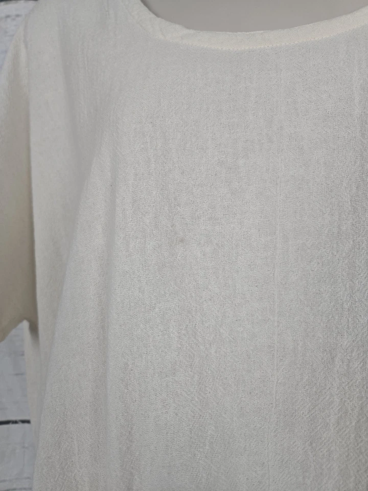Top túnica Oh My Gauze marfil XL talla 2 fruncido 100 % algodón arrugado mangas cortas Foto 3 de 4