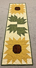 Hand Made Quilted Table Runner/ Topper / Mat Sunflowers 12.75" x 40"