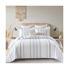 Quilts Queen Size - 100 Cotton Quilt Set with Matching Shams, Boho Striped B...