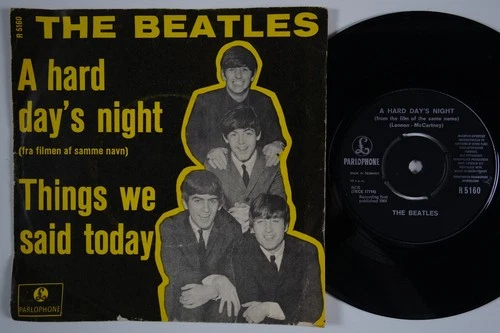 BEATLES A Hard Day's Night RARE Denmark 45 danish Things We Said Today HEAR!