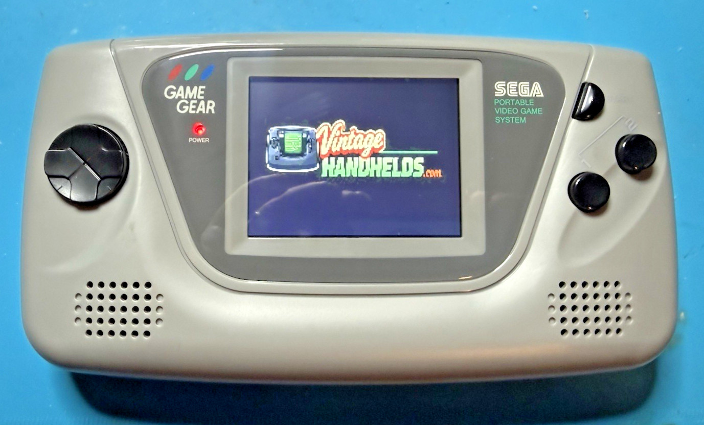 SEGA Game Gear Grey with Black RetroSix Ceramic Recap High DEF IPS V4.0 Re-Shell