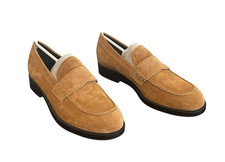 Marc Fisher LTD Palista Penny Loafers Medium Natural Suede Women's 9M