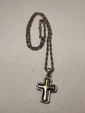 James Avery Santa Bárbara Retirado Oro 14kt y Plata de Ley Cruz En Cadena
