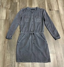 Minus Gray Utility Shirt Dress Small Tie Waist Minimalist Scandinavian Chic