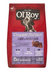 Roy Complete Nutrition T-Bone & Bacon Flavor Dry Dog Food, 15 lbs 1.57 per pound