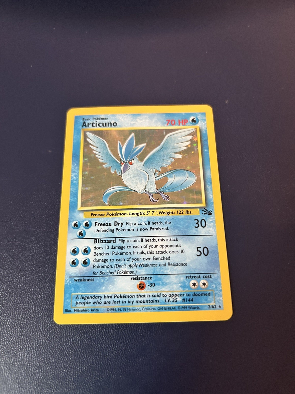 Pokemon Articuno 2/62 Fossil Holo Rare Unlimited 1999 Wizards WOTC - NM