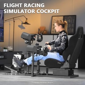 Marada Flight Racing Simulator Cockpit With Black Seat Adjustable Fits Logitech