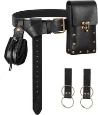 Renaissance Belt Pouch Medieval Pirate Costume Accessories One Size, Black