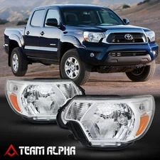 Fits 2012-2015 Toyota Tacoma [Chrome/Clear] Amber Corner Headlight Headlamp Lamp