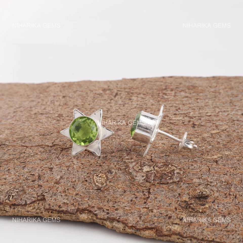 Peridotstein 925 Silberhaken Tochter Art Deco August Tropfen Verlobungsohrringe - Bild 3 von 4