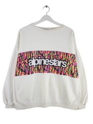 Vintage 90s Alpine Stars Crazy Print Sweater Beige S Herren