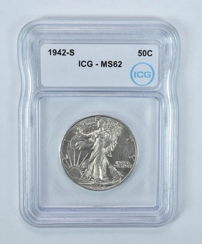 1942-S Walking Liberty Half Dollar MS62 ICG