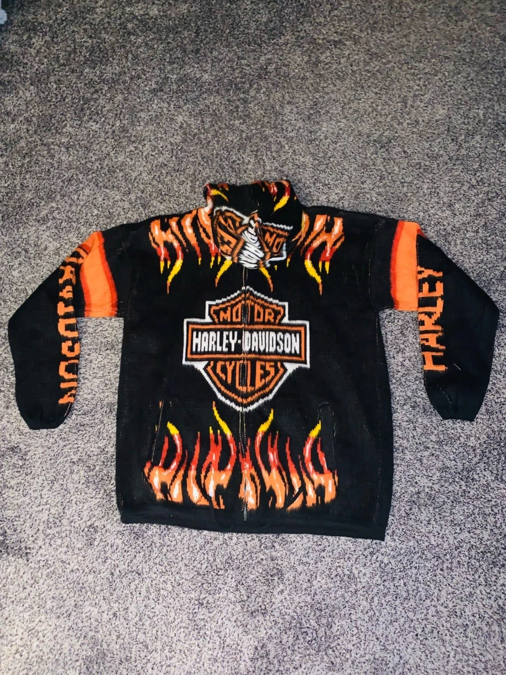 Reworked Vintage Harley Davidson Flame Hoodie/Jacket(Unisex,Never Worn Men’s image 5