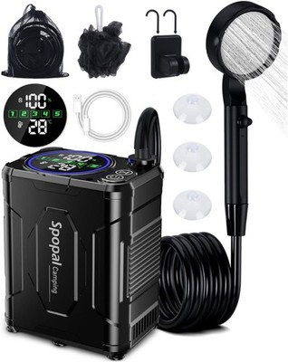 Campingdusche, 13000mAh langlebiger Akku tragbare Dusche für Camping, Ipx8