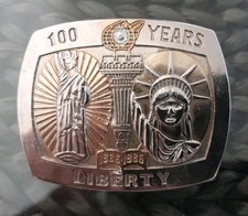 Vintage 1886-1986 100 Years of Liberty Belt Buckle - Sterling Treasury