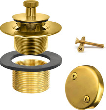 Brushed Gold Bathtub Drain - Lift and Turn - Gold/Brass Tub Drain, Overflow Drai