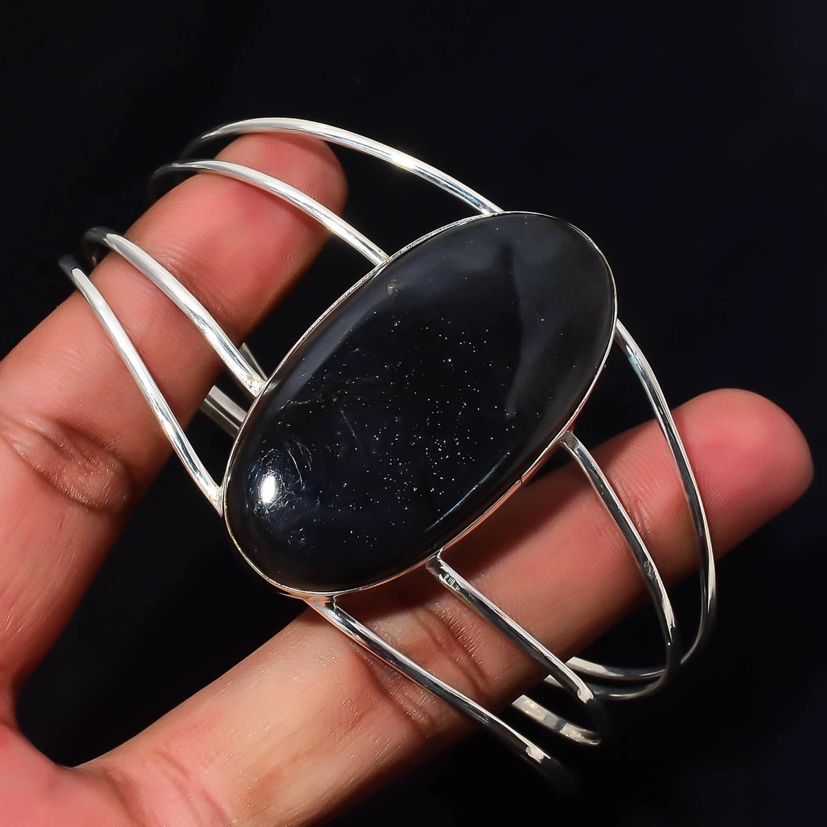 Labradorite Gemstone 925 Sterling Silver Handmade Bangle Jewelry Gift For Love