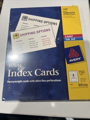 Avery 5388 White Index Cards 150 Cards. 3x5 Laser Ink Jet  New