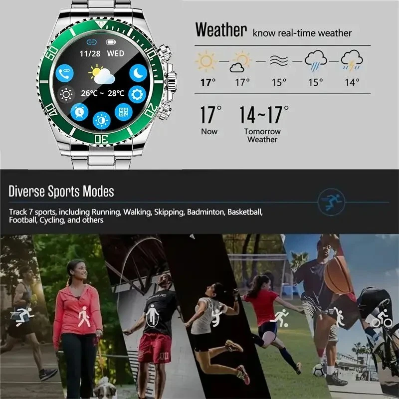 AW12 Nuevo Estilo Lujo Reloj Inteligente Diales Responder Llamada para Hombres Impermeable Deporte Dig Foto 2 de 4