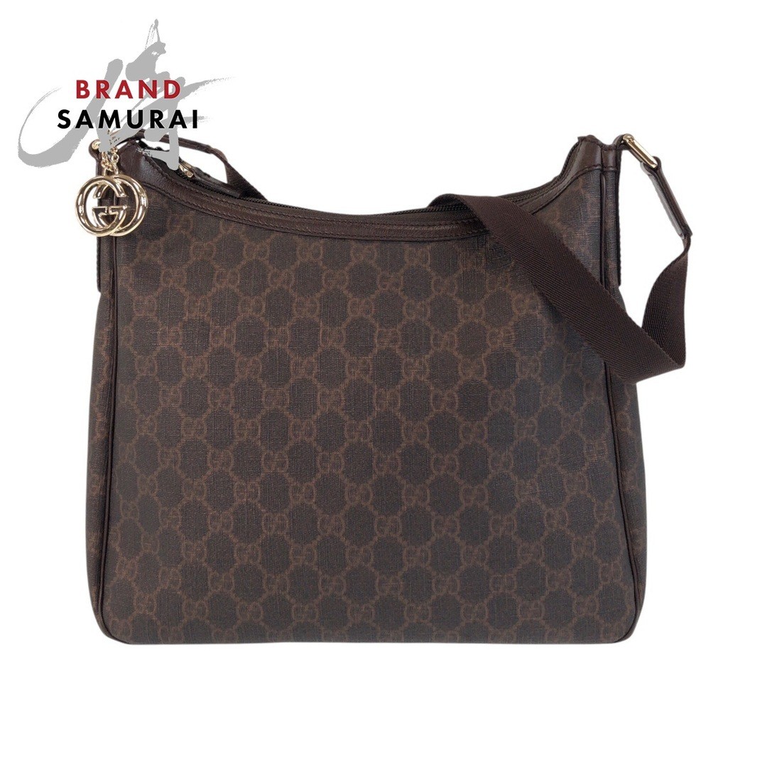 Gucci GG Supreme Canvas Shoulder Bag in Brown with Gold Hardware