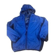 Eddie Bauer Jacket Boys Size XS 5/6 Blue softshell Hooded Fleece Camo