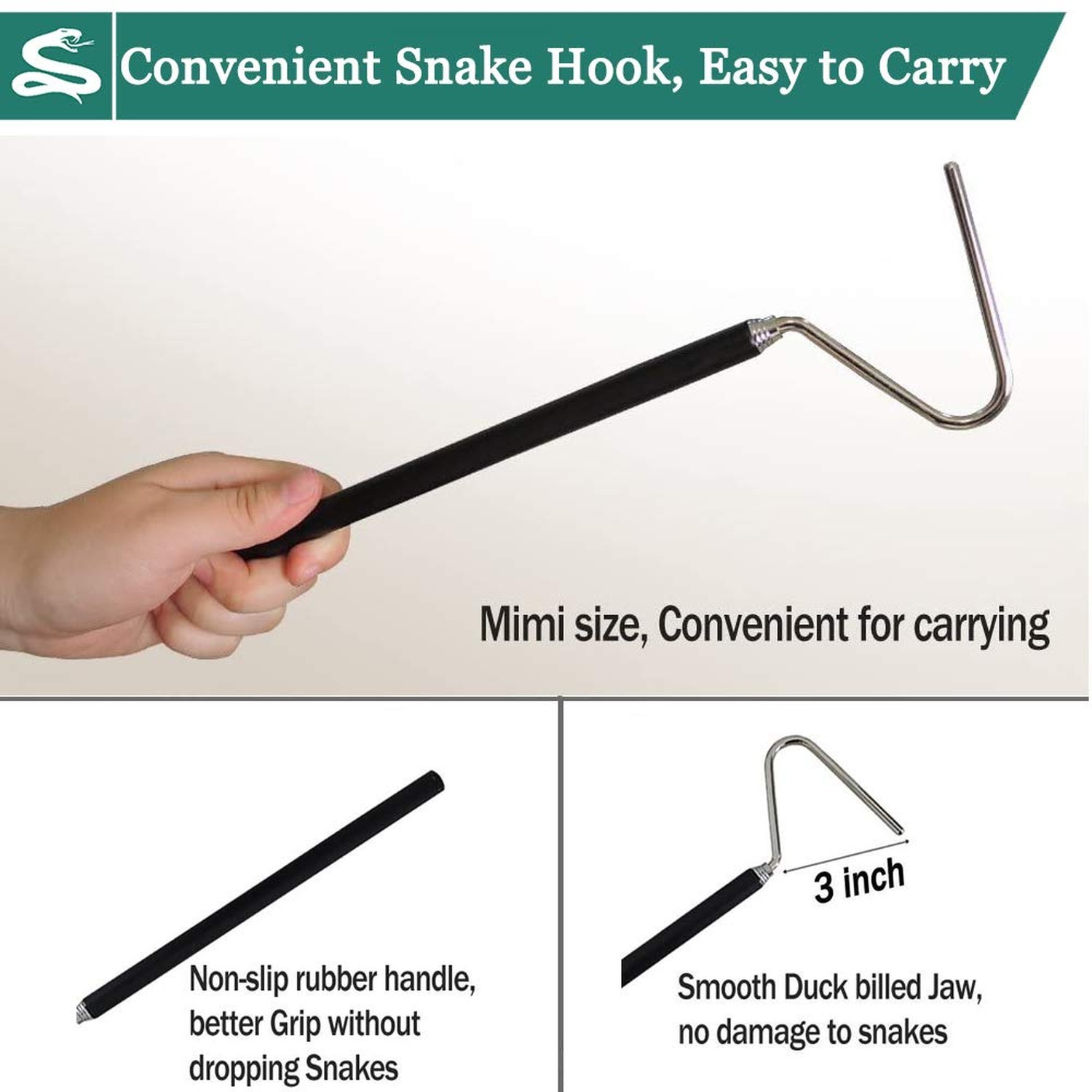 IC ICLOVER Snake Hooks and Grabbers, 52" Extra Long Wide Jaw Snake Tongs & 39...