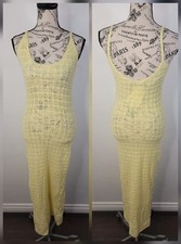 ZARA Midi Dress Sz M Pointelle Knit Pastel Butter Yellow Euro Summer 5536/007