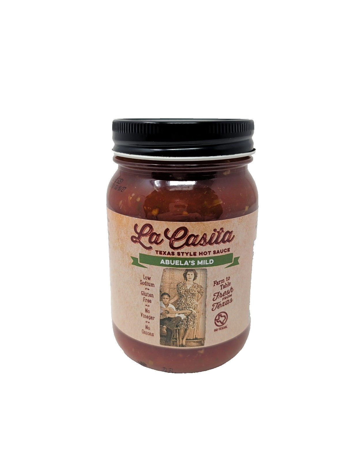 Tarro de vidrio de 16 onzas de salsa caliente suave La Casita Abuela's