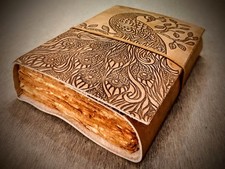 Handmade Peacock Embossed Leather Bound Unlined 200 Page Refillable Journal