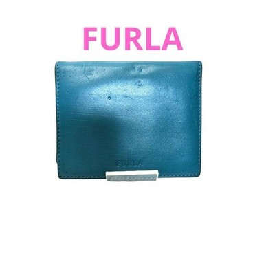 FURLA Business Card Holder, Blue, Compact