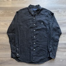 Polo Ralph Lauren Shirt 100% Linen Long Sleeve Button Men's Size XL