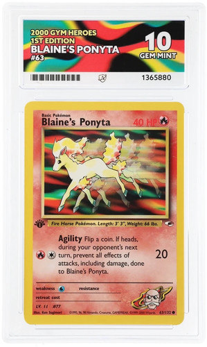 Blaine's Ponyta (1st Edition) graded ACE 10 for sale on eBay