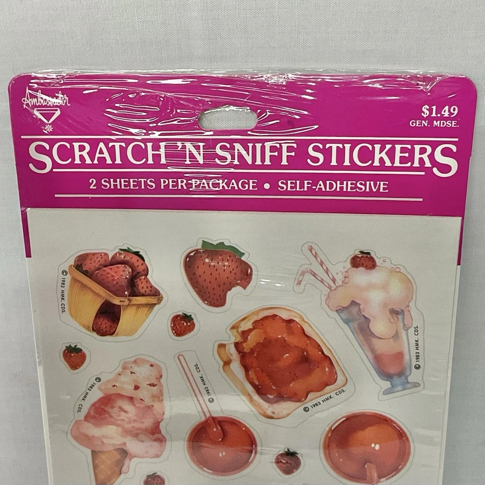 Pegatinas de colección Sello Rascar y Oler Desiertos de Fresa 1983 Nuevo Embajador Foto 3 de 4