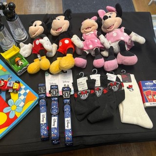 Disney Plush Mickey Minnie Mouse Lot Socks Salt Pepper Bag Card Car Dog Collar