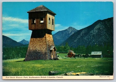 Fort Steele British Columbia Water Tower Historic Park Kootenay Town Postcard BC