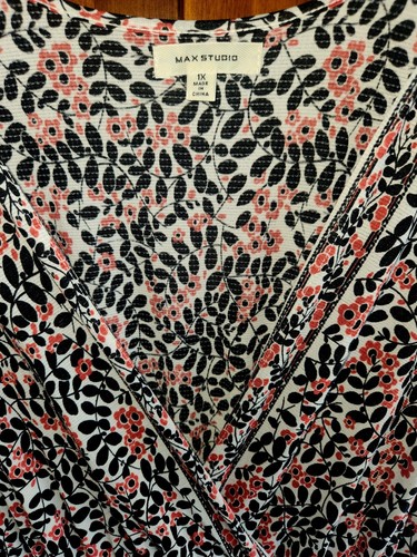 Max Studio 1X Tiered Dress Wrap Top Pullover Sleeveless Flowy Ruffle Bottom NEW - Picture 5 of 9
