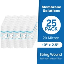 20 Micron 10"x2.5" String Wound Whole House Well Water Sediment Filter Cartridge