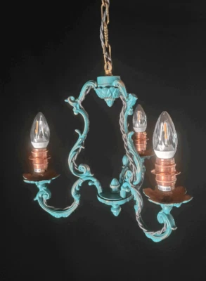 Suspension laiton vintage trois feux - Photo 1/4